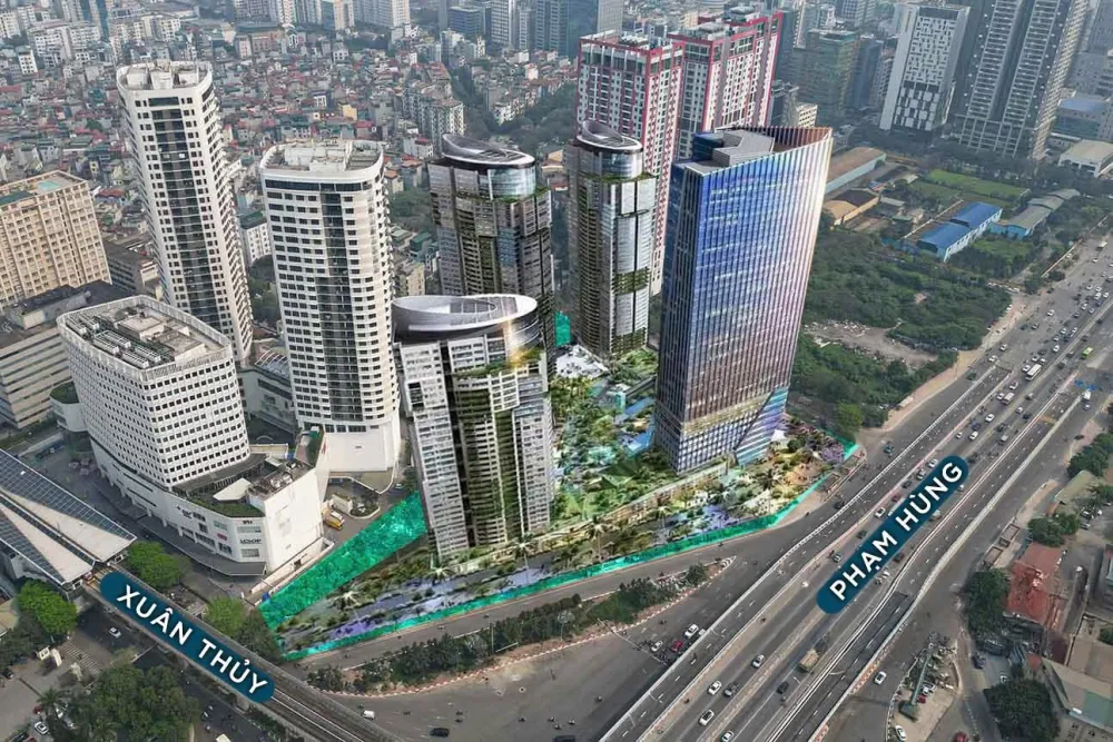 Phối cảnh dự án Sun Feliza Suites, Ngã tư Xuân Thủy - Phạm Hùng, Quận Cầu Giấy, Hà Nội (A1-2 Khu đô thị mới Cầu Giấy)