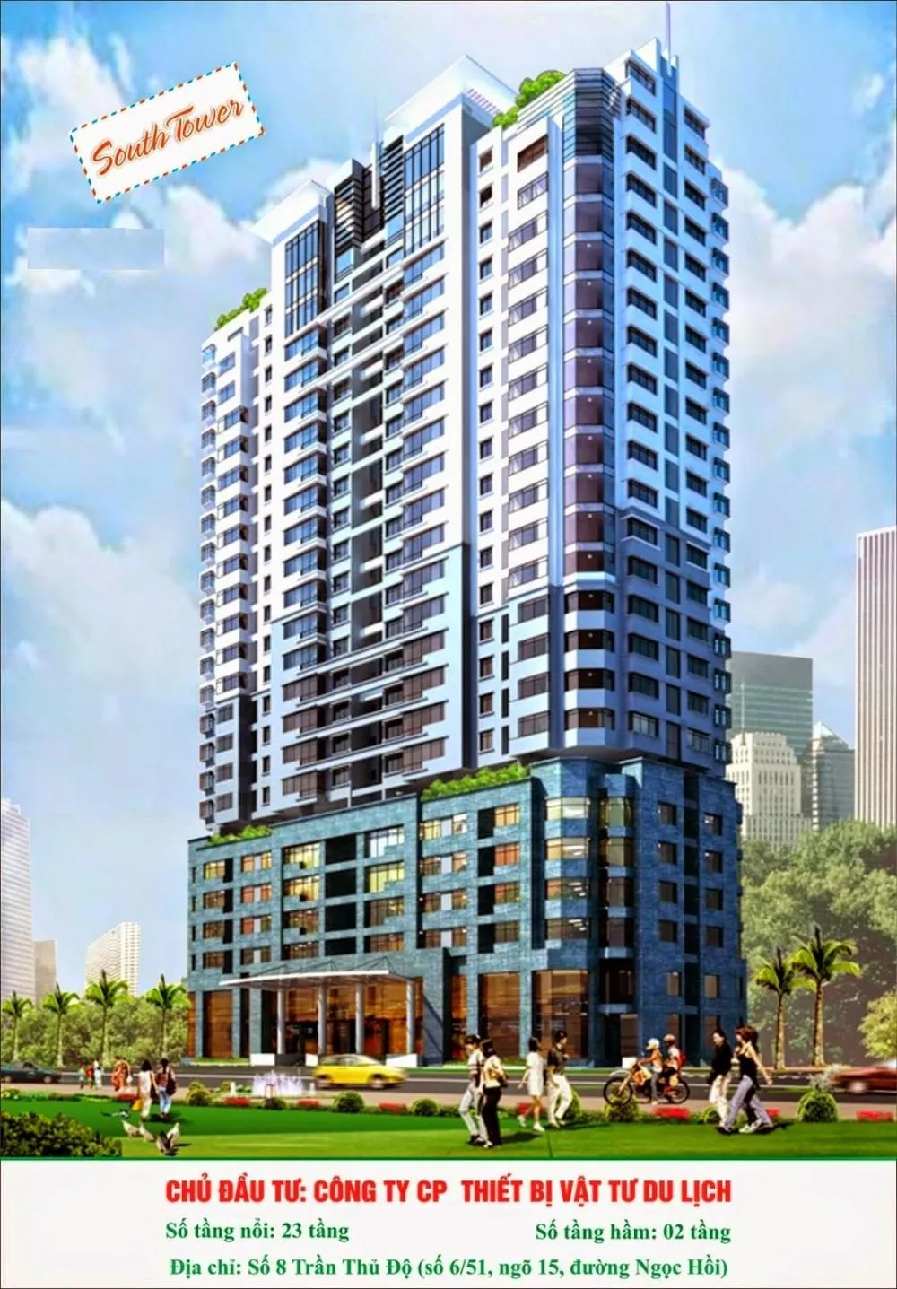 Phối cảnh dự án South Tower, Số 8 Đường Trần Thủ Độ, Phường Hoàng Liệt, Quận Hoàng Mai, Hà Nội